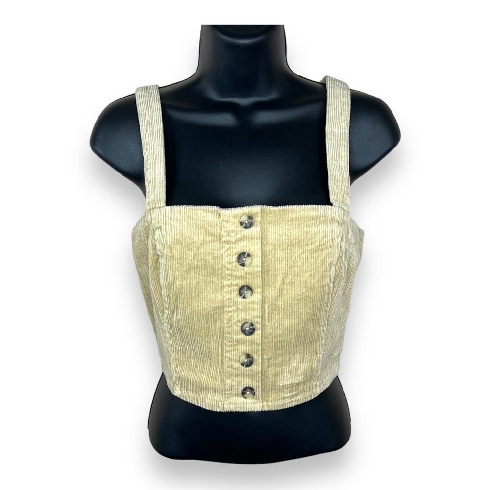 NEW Small Forever 21 Beige Corduroy Crop Top Sleeveless  Y2k Style Fall